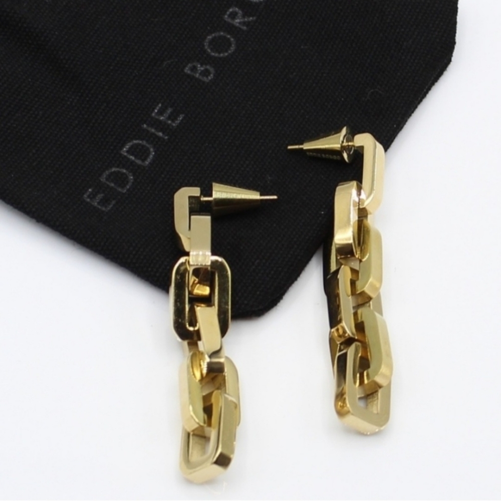 SALE Eddie Borgo Supra Link Earrings in 12K Gold - 2" Drop - Picture 2 of 5